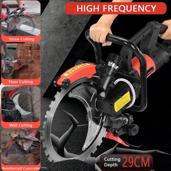 Scie Circulaire à Béton électrique Sans Balais,8800W/9500W,Scie à Béton Avec Lame,Profondeur Coupe 29CM,3 000Tr/Min,Machine à Rainurer Murale électrique Pour Granit,Pierre,9500W