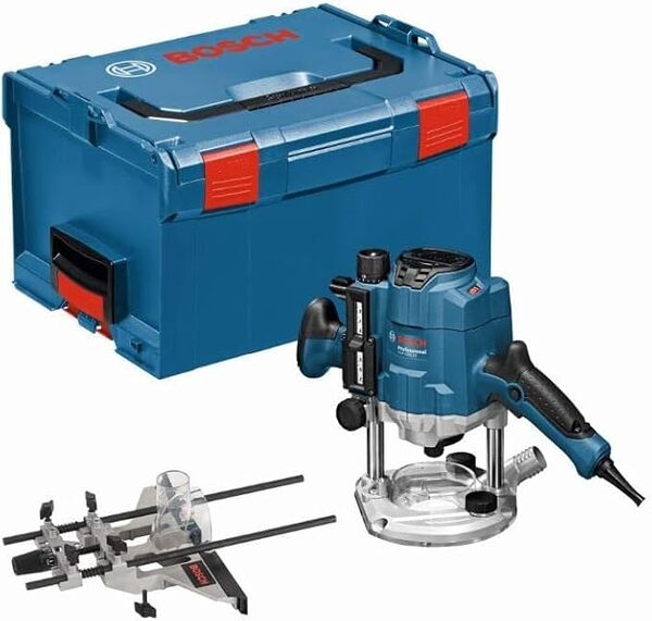 Bosch Professional 0601626001 Défonceuse GOF CE 1250 W 10000-24000 tours/min + 15 pièces Kit de Fraises Mixtes (pour Bois, Ø 8 mm Queue, Accessoires pour Défonceuses Portatives, Affleureuses)