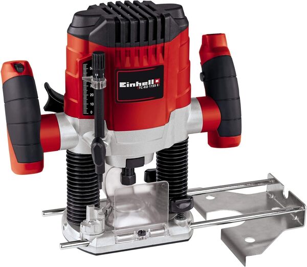 Einhell Défonceuse TC-RO 1155 E (1100 W, Régime 11000-30000 trs/min, Hauteur de levée : 55 mm, Pince de serrage : Ø 8 et Ø 6 mm, Butée 