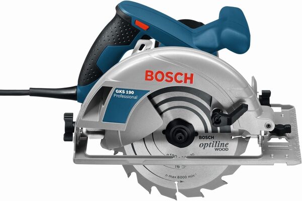 Bosch Professional Handkreissäge GKS 190 (Kreissägeblatt: 190 mm, Schnitttiefe: 70 mm) + Kreissägeblatt Optiline Wood (für Holz, 190 x 30 x 2,6 mm, 48 Zähne)