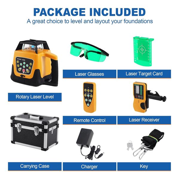 Niveau laser rotatif, Autonivelant Balayage Rotative 360° Verticale Horizontale Auto-Alignement Faisceau Vert 500 m pour Travaux de Construction Bâtiments Professionnels Maçonnerie Clôtures