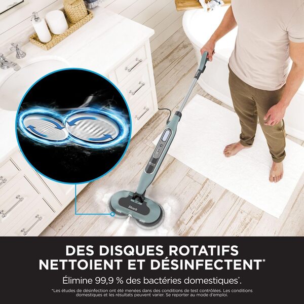 Shark balai vapeur automatique avec mode Steam Blaster, 6 lingettes microfibres, 3 réglages de vapeur, élimination des taches, pour tous les sols durs, cordon de 8 m, Vert sauge, S8201EUCP