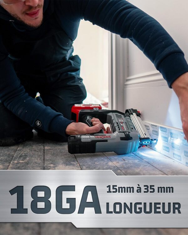 Pistolet à Clous Électrique, Cloueur Sans Fil LINKNAL Alimenté par Batterie, 18 Gauge, 2 Batteries Li-ion 20V MAX, Chargeur et 1000 Clous Inclus (L820-BN)
