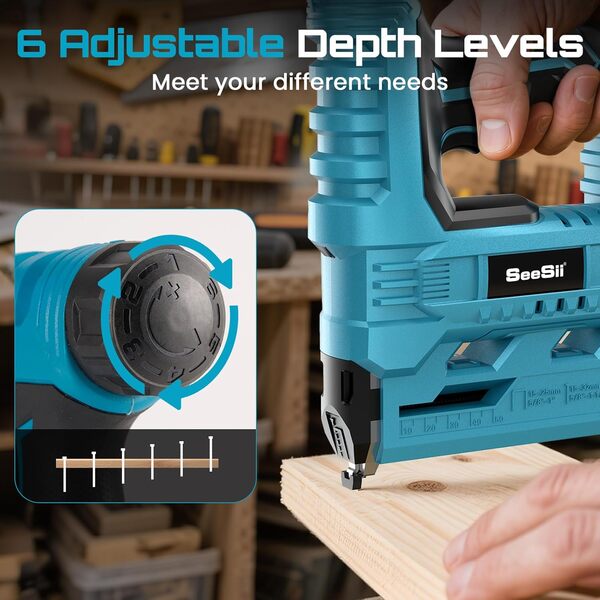 SeeSii Cloueuse à Batterie, Cloueuse Brad Sans fil de Calibre 18 pour la Menuiserie, Agrafeuse Electrique Sans Fil
