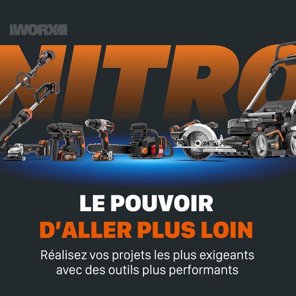 WORX Cloueur de Finition Sans Fil 20V WX841.9, chargeur 100 pièces, clous jusqu’à 64 mm, 16Ga, 2 Modes de Tir, Déblocage Sans Outil, Réglable, livré avec 200 Clous, sans Batterie ni Chargeur