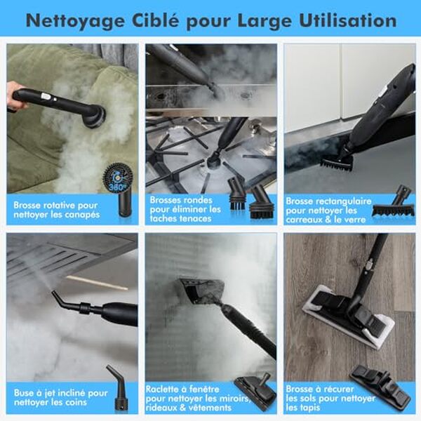 Découvrez l'efficacité du nettoyeur vapeur COSTWAY 2000W pour un nettoyage multifonctionnel. Polyvalence et puissance au service de votre maison.