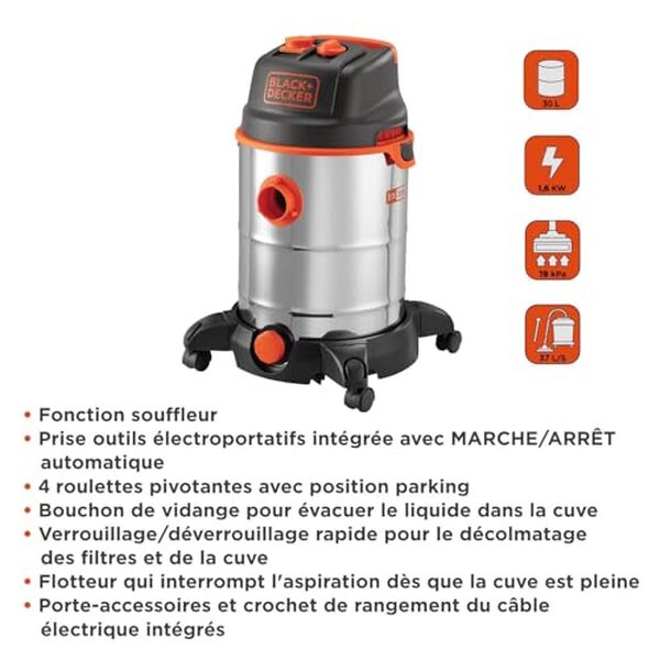Découvrez notre test complet de l'aspirateur solides et liquides BLACK+DECKER BXVC30XTDE 1600 W : performance, fonctionnalités et efficacité pour un nettoyage optimal